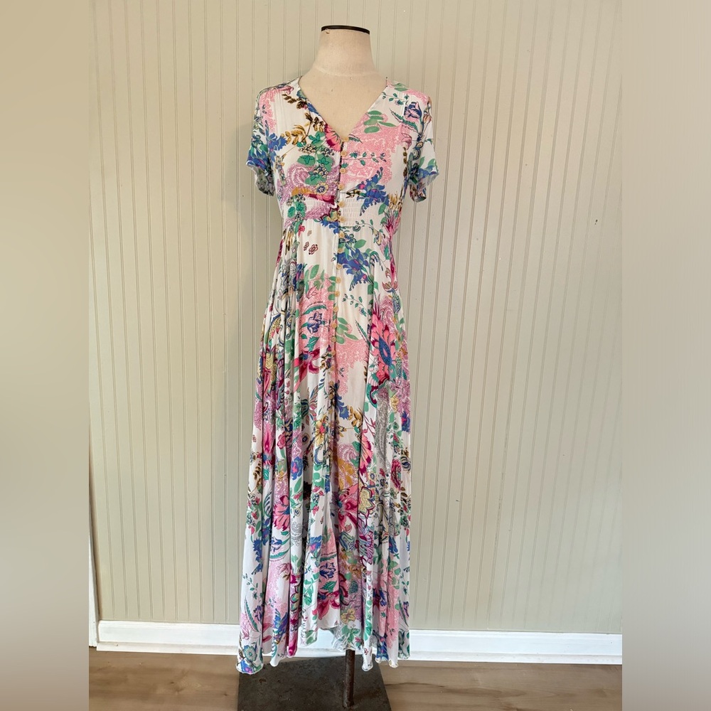 Floral and Paisley Multicolored Maxi Dress